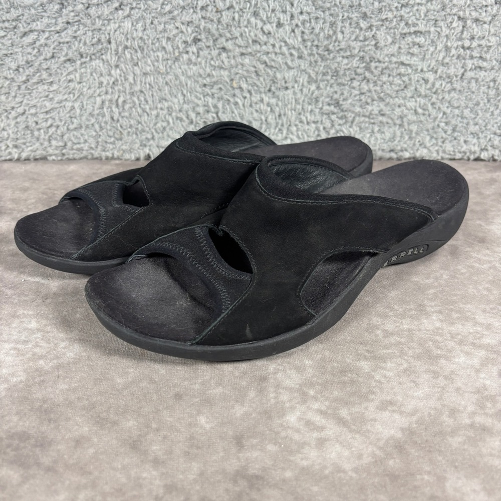 Merrell Palmetto Midnight Womens Black Suede Slide Sandals 9 30834